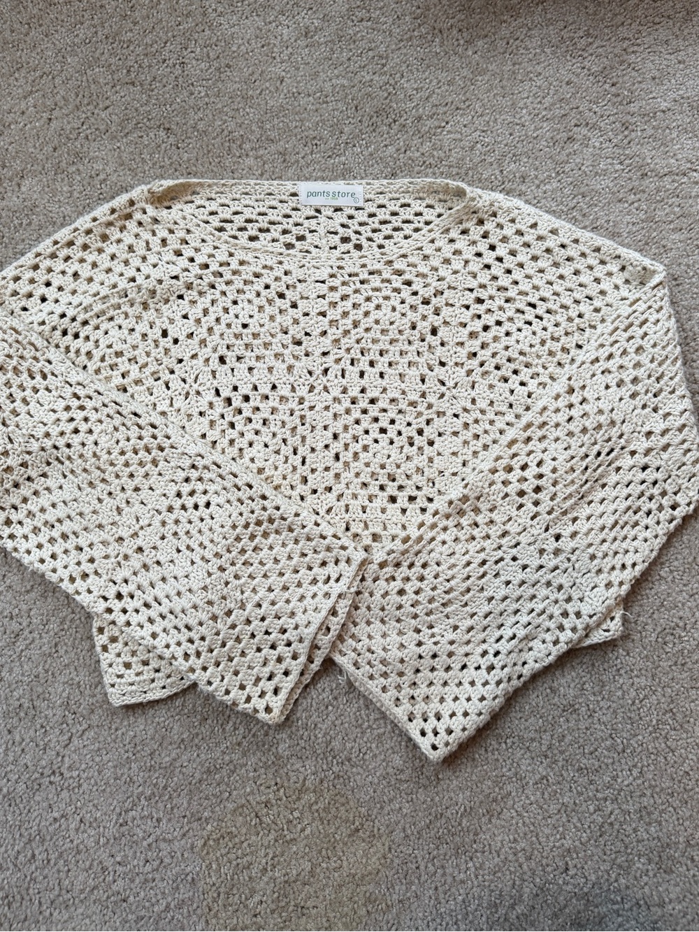 The Pants Store Cream Crochet Open-Knit Women's Sweater
